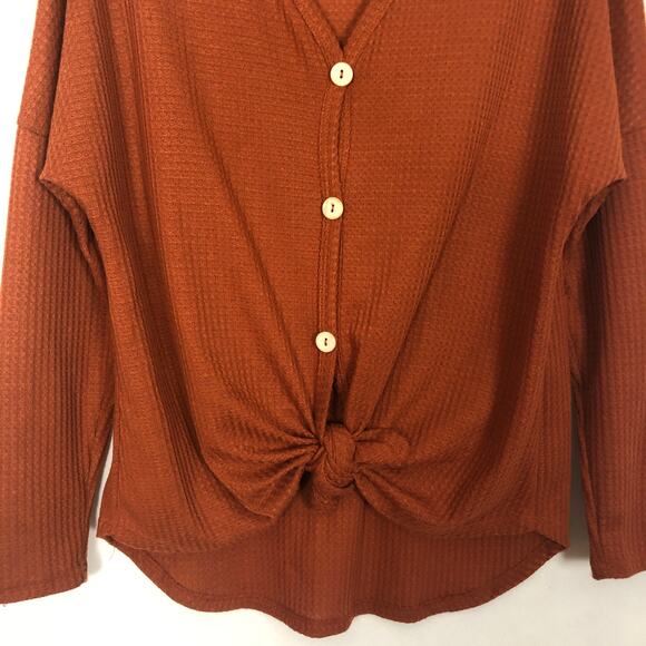 Twenty Ten Waffle Knit Tie Front Top Size Medium - Picture 4 of 9